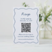Hand Teken Retro Blauw Handschrift RSVP Kaart (Staand voorkant)