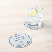 Hand Teken Retro Blauw Handschrift Trouwen Ronde Kartonnen Onderzetter (Insitu)