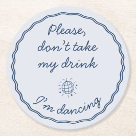 Hand Teken Retro Blauw Handschrift Trouwen Ronde Kartonnen Onderzetter