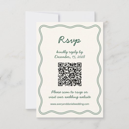 Hand Teken Retro Groen Handschrift RSVP Kaart (Voorkant)