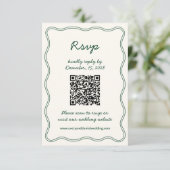 Hand Teken Retro Groen Handschrift RSVP Kaart (Staand voorkant)