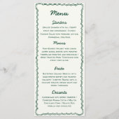 Hand Teken Retro Groen Handschrift Trouwmenu Menu (Achterkant)