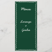 Hand Teken Retro Groen Handschrift Trouwmenu Menu (Voorkant)
