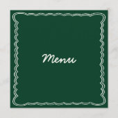 Hand Teken Retro Groen Handschrift Trouwmenu Menu (Voorkant)