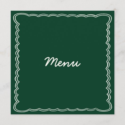 Hand Teken Retro Groen Handschrift Trouwmenu Menu (Voorkant)