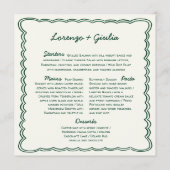 Hand Teken Retro Groen Handschrift Trouwmenu Menu (Achterkant)