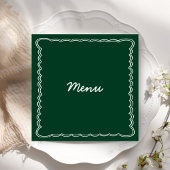 Hand Teken Retro Groen Handschrift Trouwmenu Menu