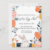 Hand Teken Schattigee Bunny en eieren Easter Egg H Kaart (Voorkant)