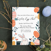 Hand Teken Schattigee Bunny en eieren Easter Egg H Kaart