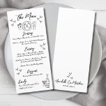 Hand tekenen eigenzinnige grillige bruiloft menu<br><div class="desc">Hand tekenen Franse grillige bruiloft diner menu. Deze charmante kaart voor het huwelijksmenu heeft een speels maar elegant ontwerp met een met de hand getekende plaatsinstelling aan de bovenkant en een champagnefles met een glas aan de onderkant, geaccentueerd door verspreide harten voor een romantische touch. De voorkant van de kaart...</div>