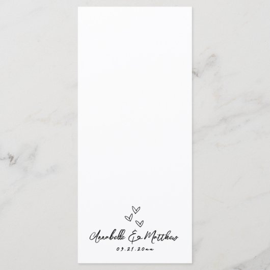 Hand tekenen eigenzinnige grillige bruiloft menu (Achterkant)