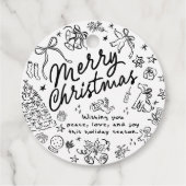 Hand tekenen Vrolijk kerstfeest Bedankjes Labels (Achterkant)