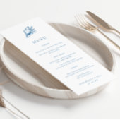 Hand Tekening Blue Seashell Wedding Menu