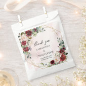 Hand tekening bordeaux bloemen gouden salie bruilo bedankzakje (Geknipt)