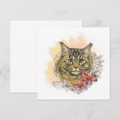 Hand tekening grappige schattige Maine coon met bl (Voorkant / Achterkant)