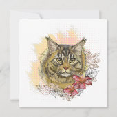 Hand tekening grappige schattige Maine coon met bl (Voorkant)