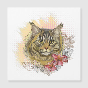 Hand tekening grappige schattige Maine coon met bl