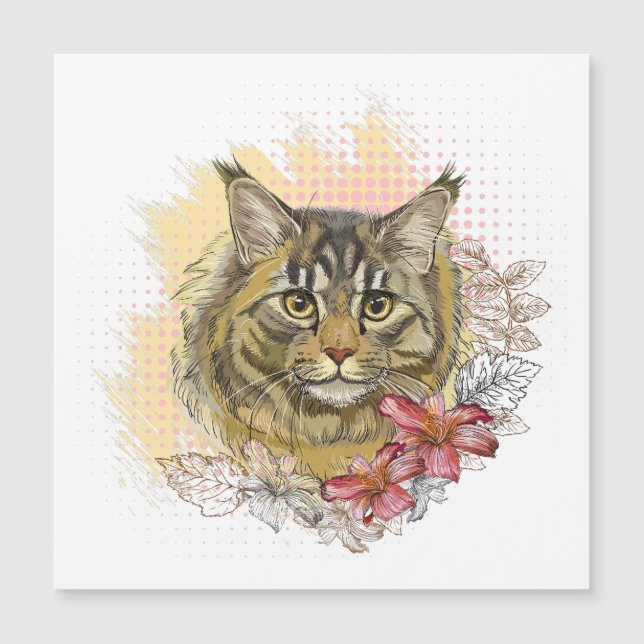 Hand tekening grappige schattige Maine coon met bl (Voorkant)