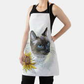 Hand tekening grappige schattige thai kat met bloe schort (Insitu)