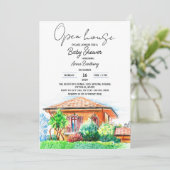 Hand tekening open huis baby shower kaart (Staand voorkant)
