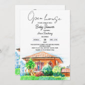 Hand tekening open huis baby shower kaart (Voorkant / Achterkant)