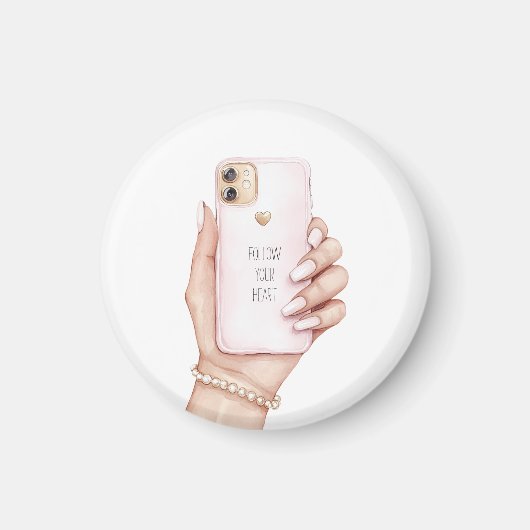 Hand telefoon chic roze nagels magneet (Voorkant)