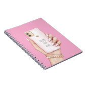 Hand telefoon chic roze nagels notitieboek (Rechterzijde)