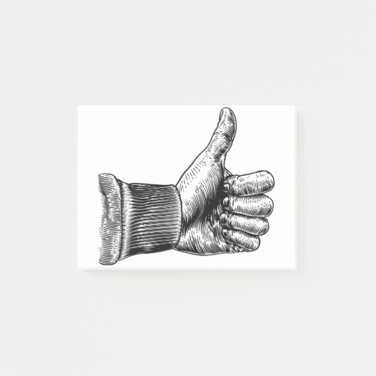 Hand Thumb Up Sign  Retro Woodcut Post-it® Notes (Voorkant)