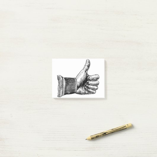 Hand Thumb Up Sign  Retro Woodcut Post-it® Notes (Op bureau)