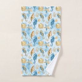 Hand Towel Blue seizohells stervis oceaan Handdoek