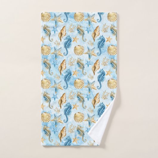 Hand Towel Blue seizohells stervis oceaan Handdoek (Handdoek)