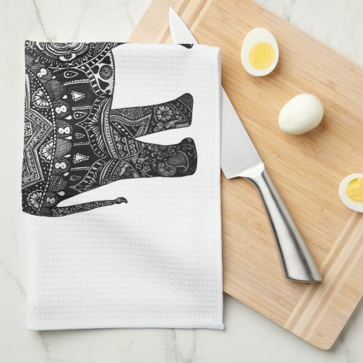 Hand Towel Buddha Henna Elephant Wisdom Theedoek (Quarter Fold)