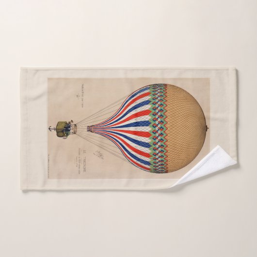HAND TOWEL : HOT AIR BALLOG MET FRANSE VLAG HANDDOEK (Handdoek)