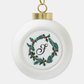 Hand-trekkerstkrans, aanpasbaar initiaal keramische bal ornament (Voorkant)