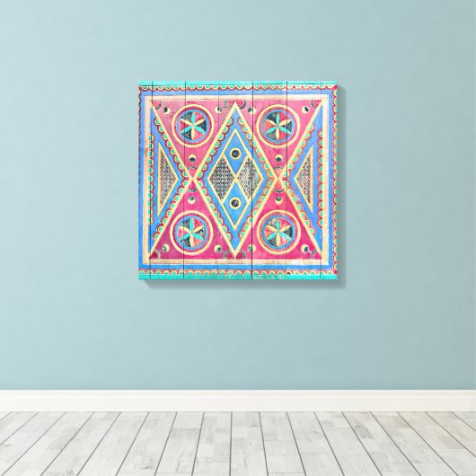 Hand Triangle Tribal Houten deur Canvas Afdruk (Insitu (Houten vloer))