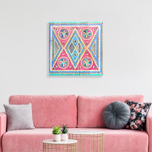 Hand Triangle Tribal Houten deur Canvas Afdruk (Insitu (Woonkamer))
