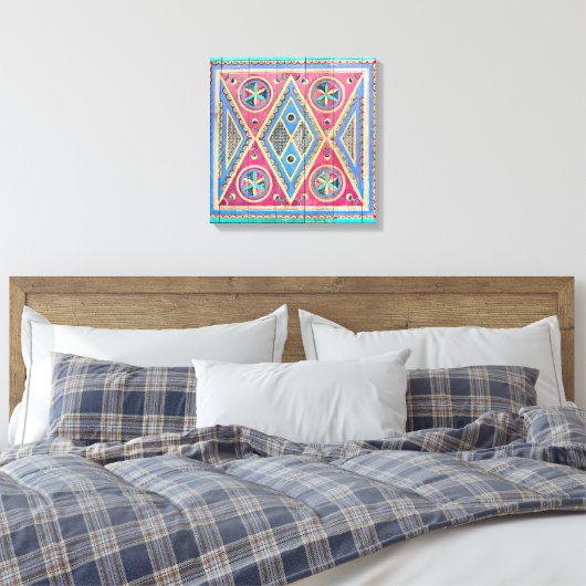 Hand Triangle Tribal Houten deur Canvas Afdruk (Insitu (Slaapkamer))