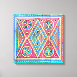 Hand Triangle Tribal Houten deur Canvas Afdruk