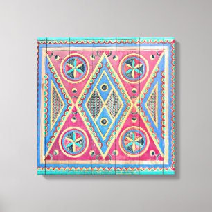 Hand Triangle Tribal Houten deur Canvas Afdruk