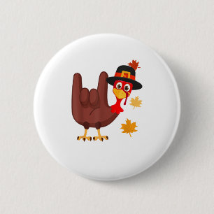 Hand Turkey American Sign Language I Love You Than Ronde Button 5,7 Cm