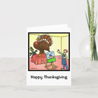 Hand Turkey Thanksgiving Day Card Feestdagen Kaart