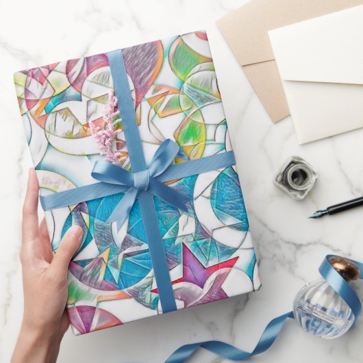 hand van EDDArt - sterren en harten 1 Cadeaupapier (Geschenken)