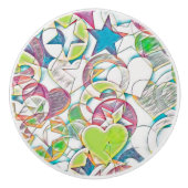 hand van EDDArt - sterren en harten 1 Keramische Knop (Voorkant)