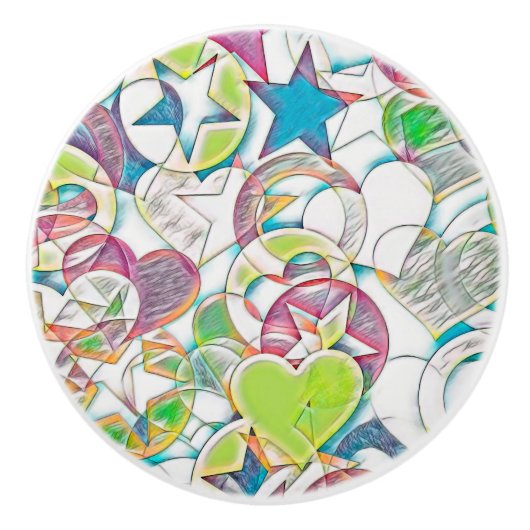 hand van EDDArt - sterren en harten 1 Keramische Knop (Voorkant)