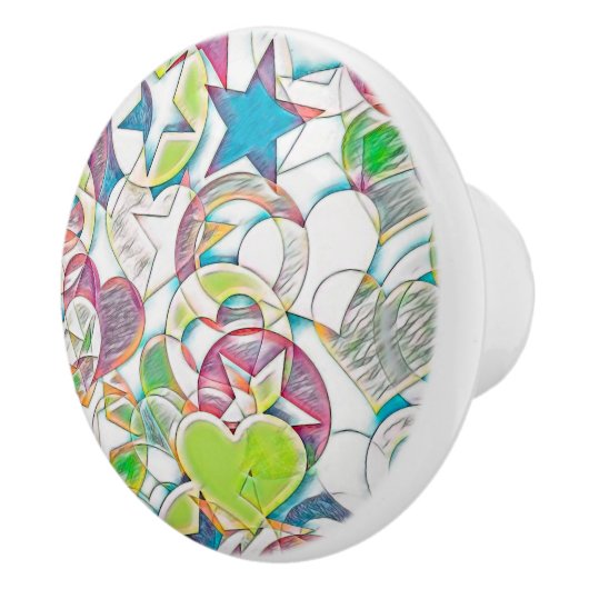 hand van EDDArt - sterren en harten 1 Keramische Knop (Rechts)