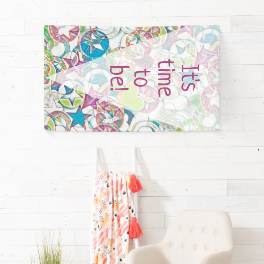 hand van EDDArt - sterren en harten 1 Spandoek (Insitu)