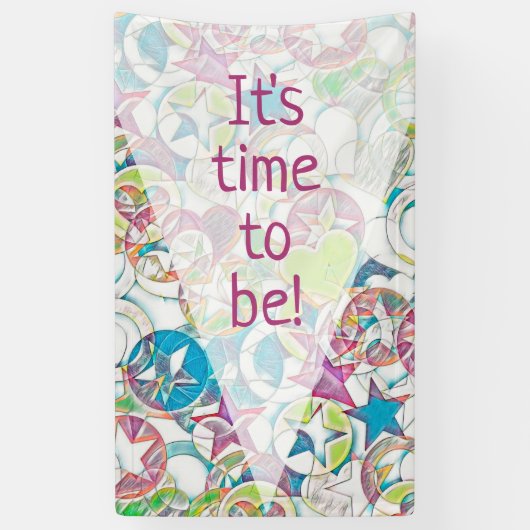 hand van EDDArt - sterren en harten 1 Spandoek (Verticaal)