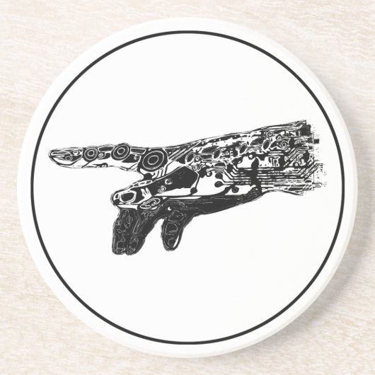 Hand van een Cyborg God? Zandsteen Onderzetter (Voorkant)