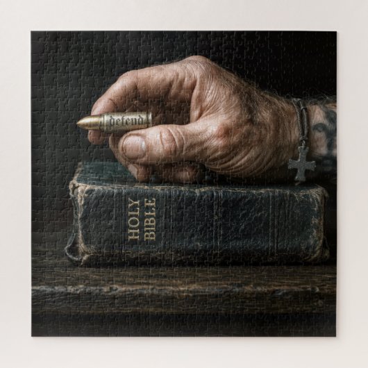 Hand van een man die een kogel vasthoudt legpuzzel (Verticaal)