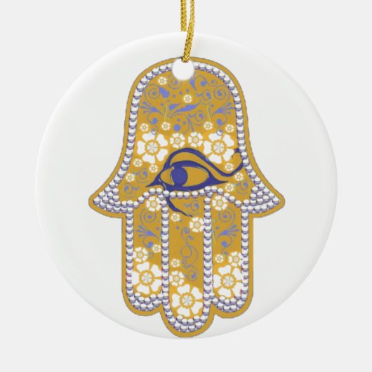 Hand van Fatima hamsa Keramisch Ornament (Voorkant)